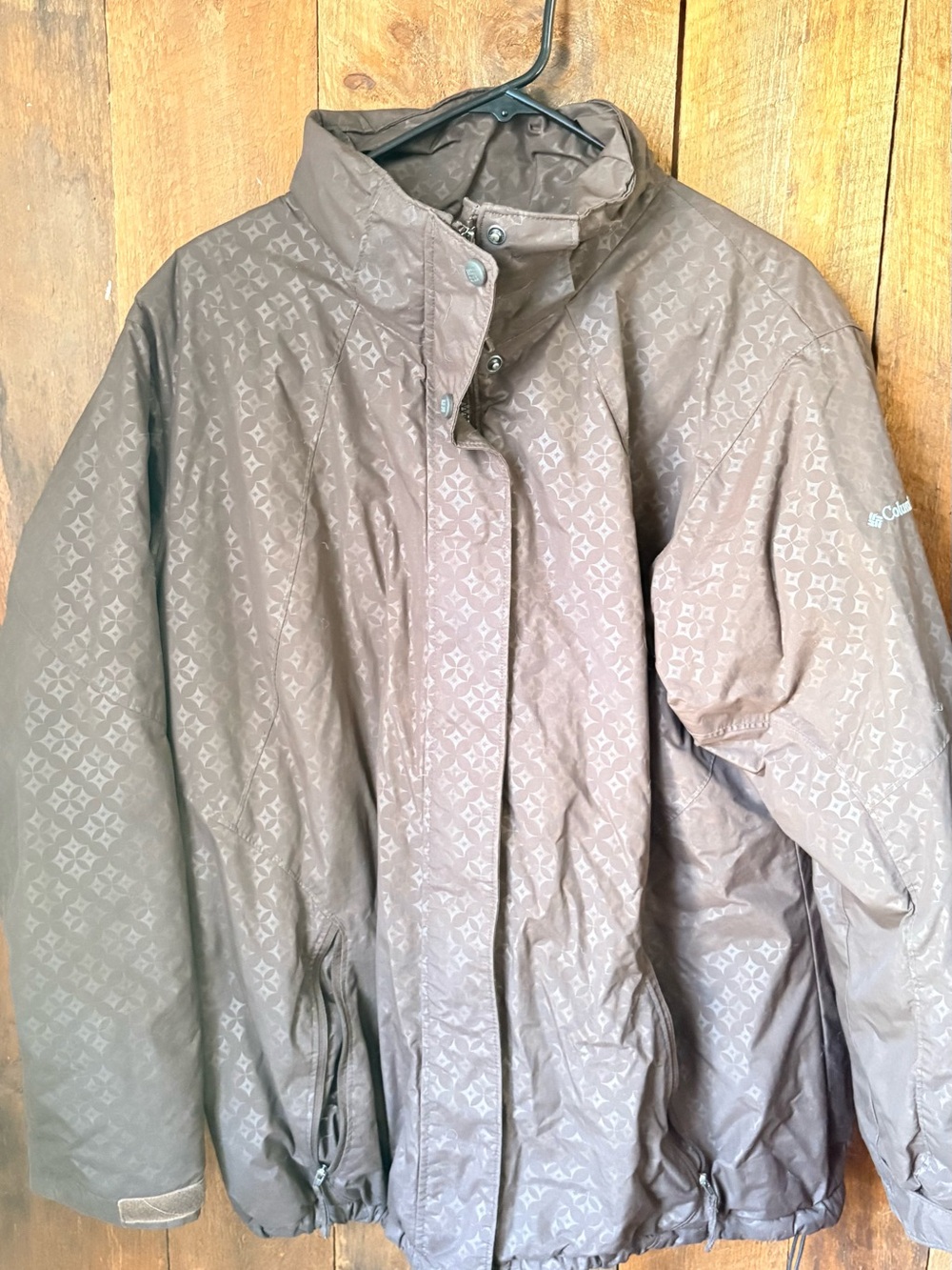 Columbia Vintage Geometric Monogram Interchange Shell Jacket Brown 2X